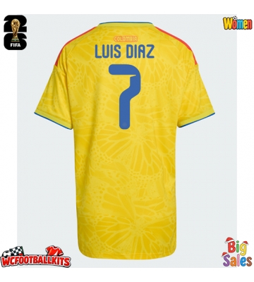 Colombia Luis Diaz #7 Replica Home Stadium Shirt for Women World Cup 2026 Short Sleeve